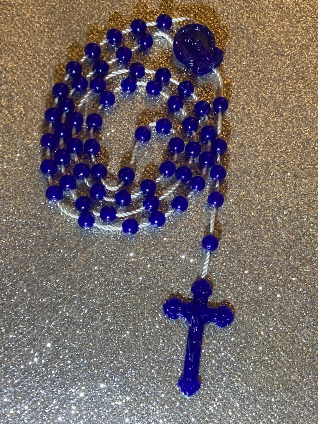 Navy Blue Rosary Beads with Miraculous Virgen MaryCenterpiece - photo 5