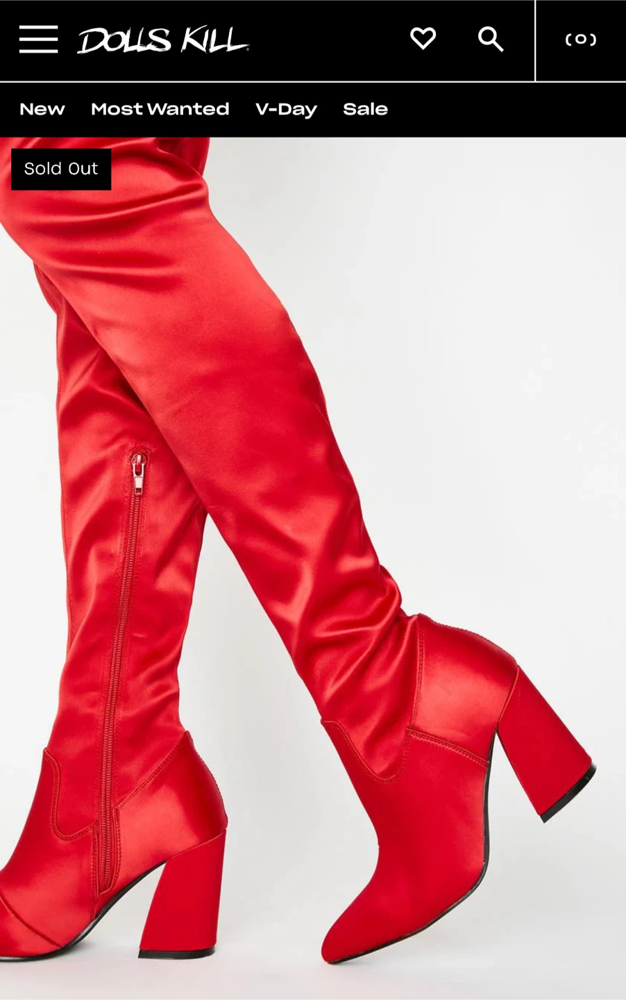 Dolls Kill Red Satin Thigh High Boots
