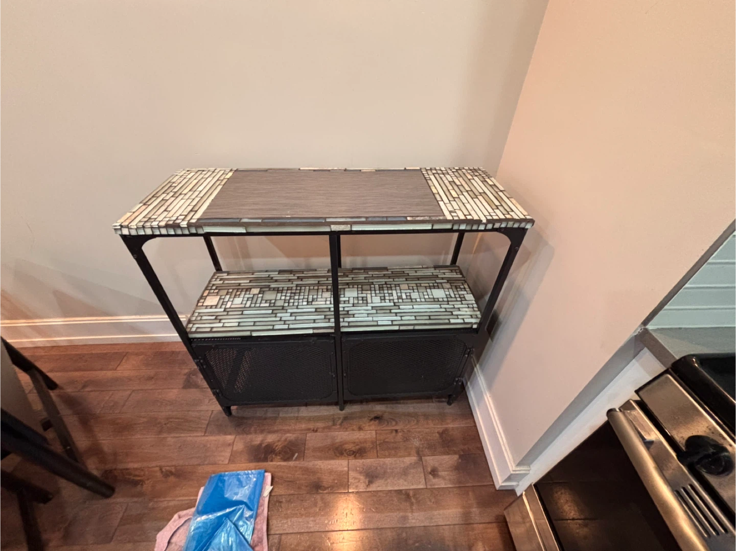 Mosaic Top Side Table with Cabinet Storage - photo 5