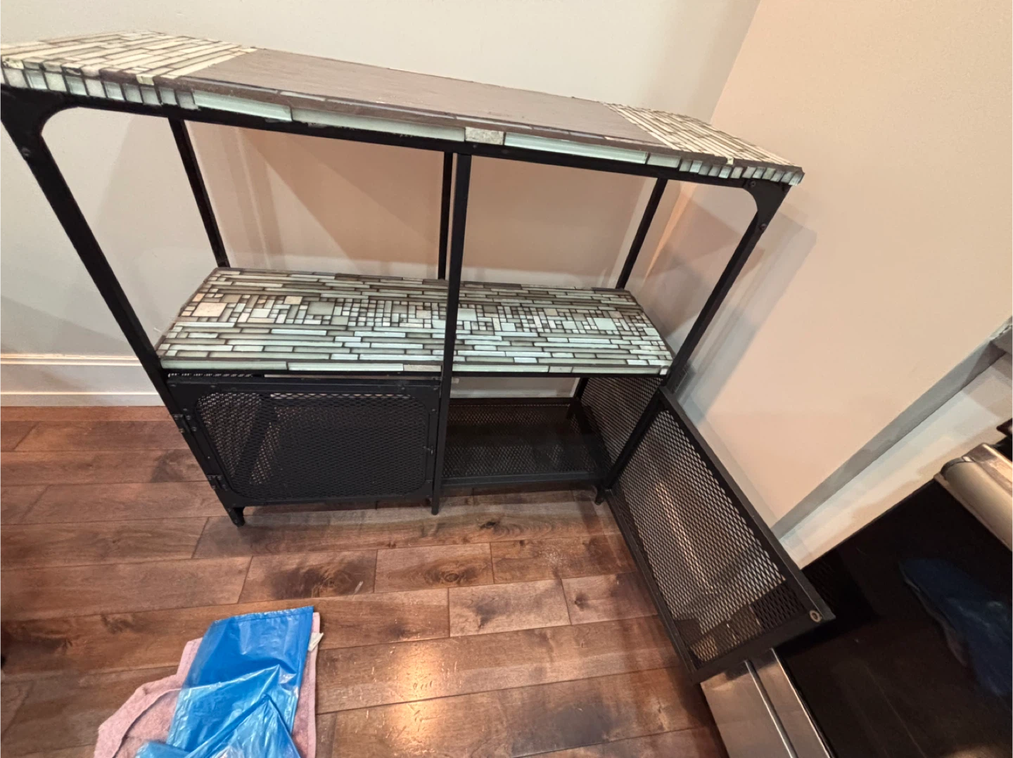 Mosaic Top Side Table with Cabinet Storage - photo 2