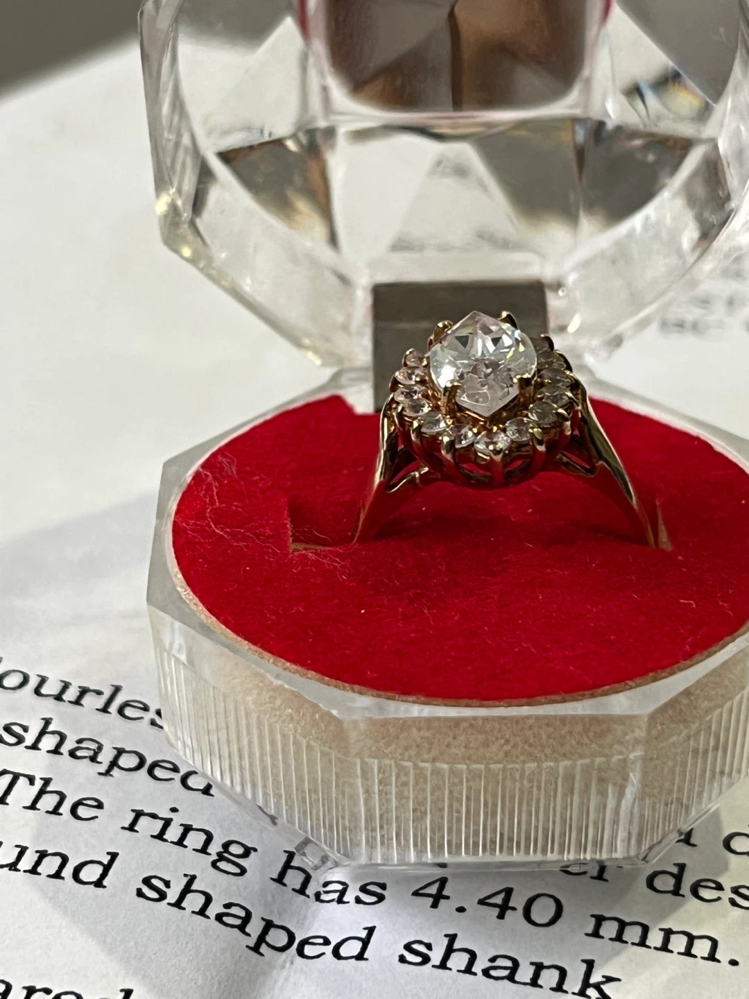 Gold coloured ring with marquise shaped Cubic Zirconium - photo 2