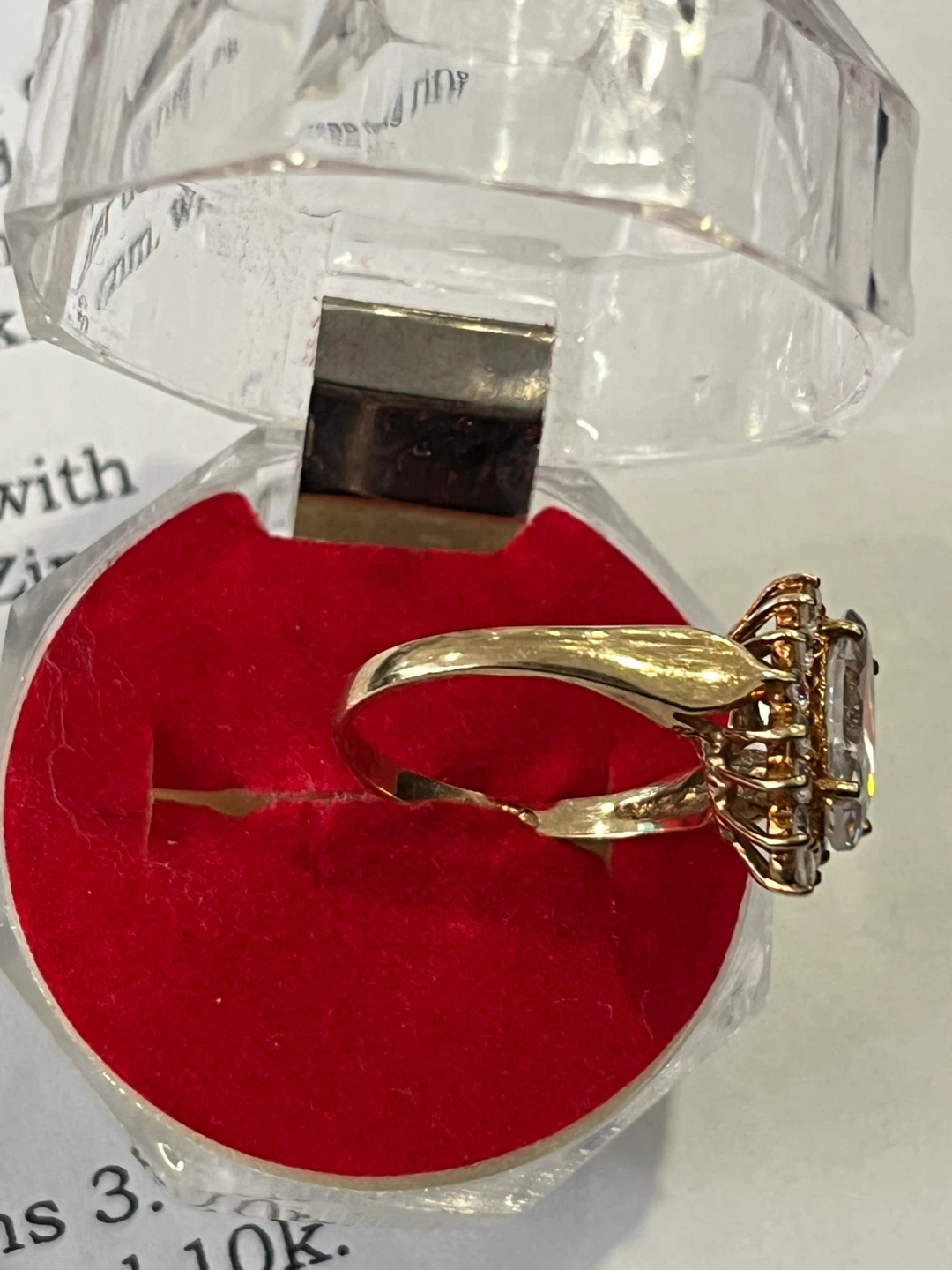 Gold coloured ring with marquise shaped Cubic Zirconium - photo 5