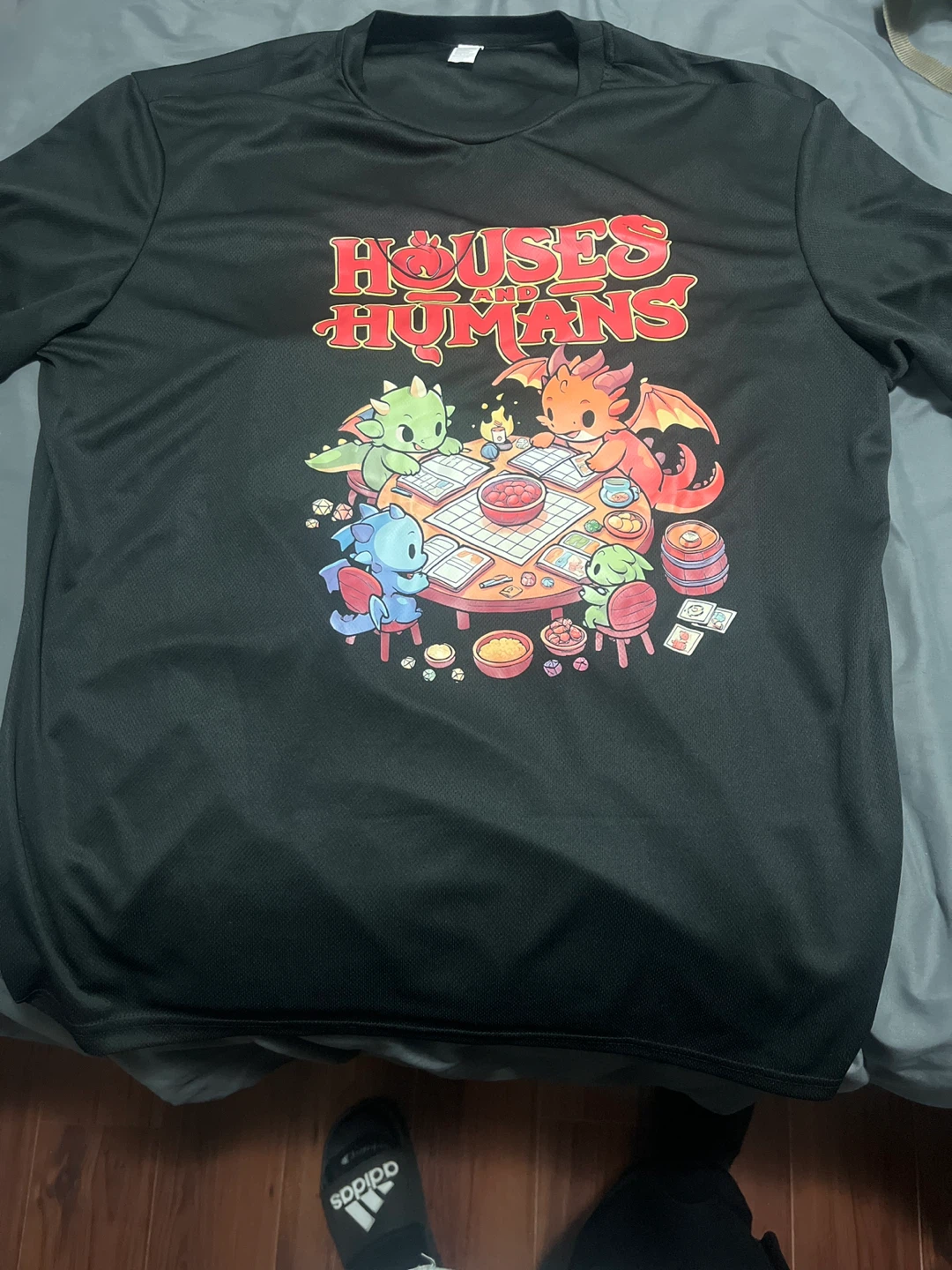 Black Graphic XXXL T-Shirt Houses and Humans D&D Theme