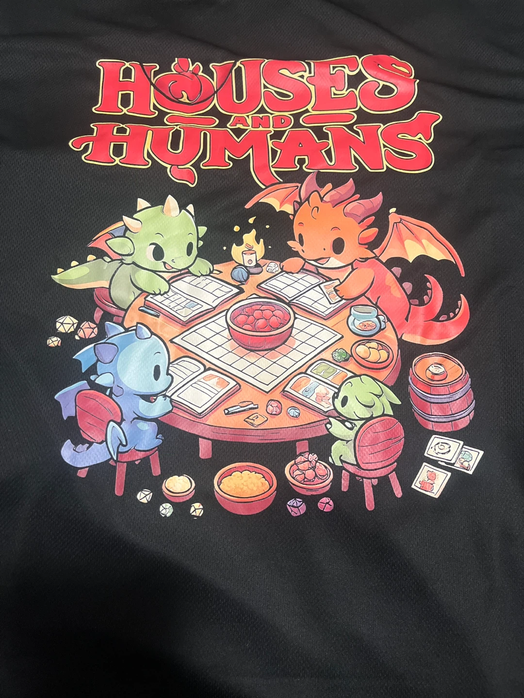 Black Graphic XXXL T-Shirt Houses and Humans D&D Theme - photo 2