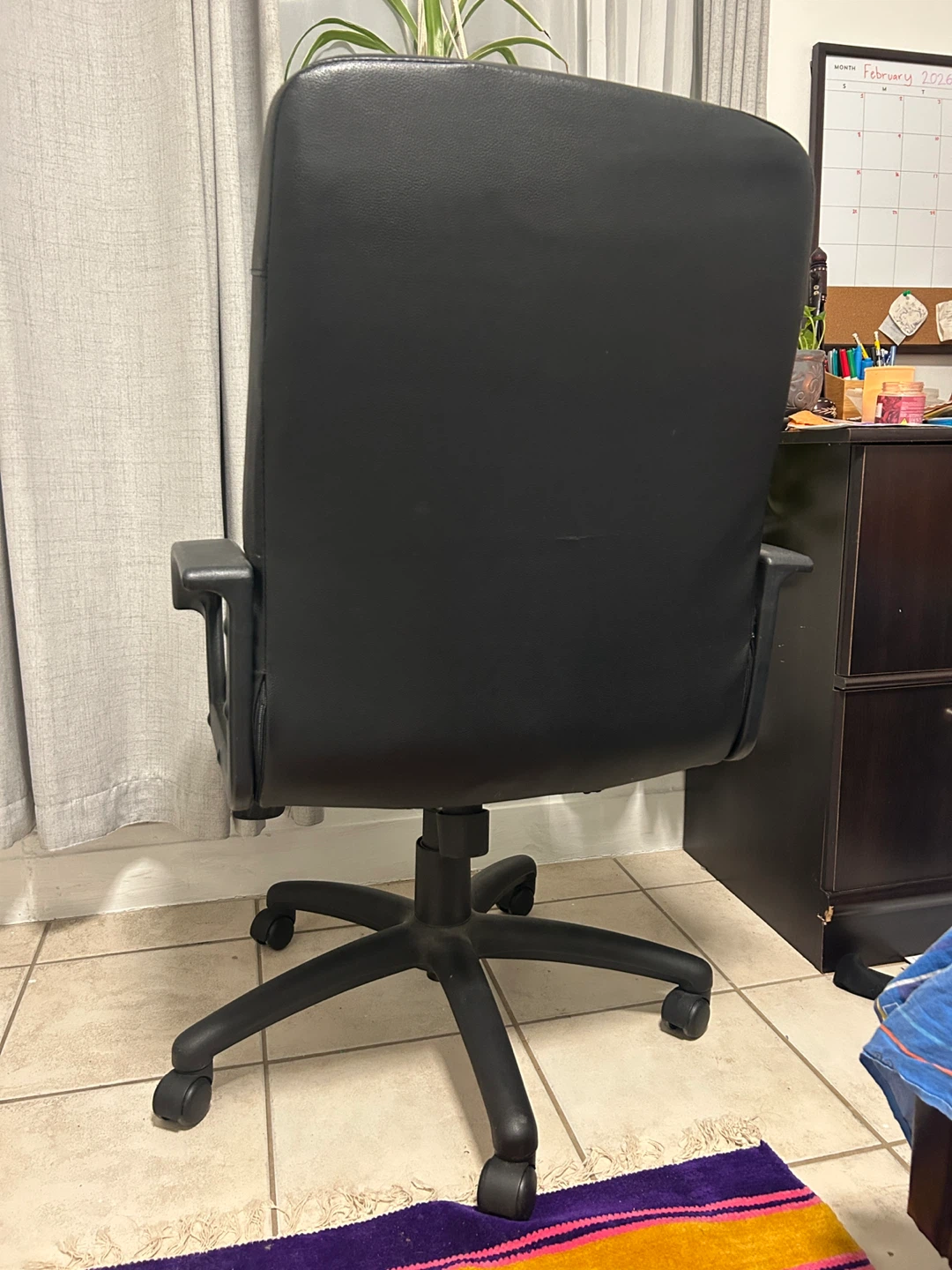 Black Faux Leather Office Chair - photo 3