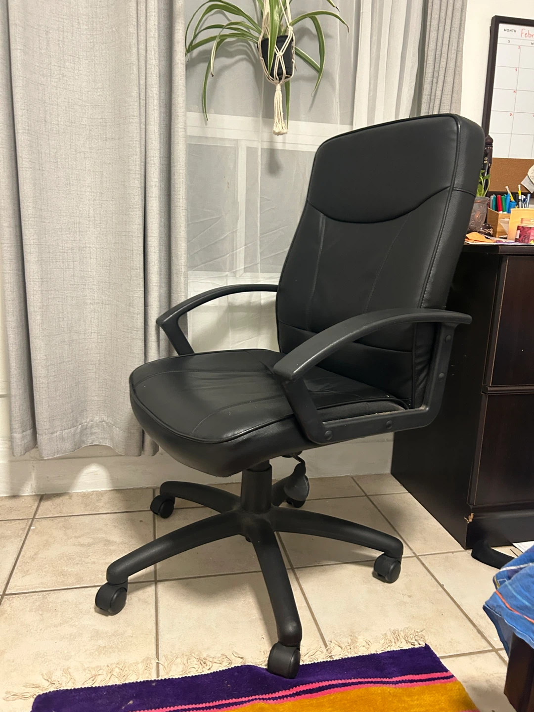 Black Faux Leather Office Chair - photo 2