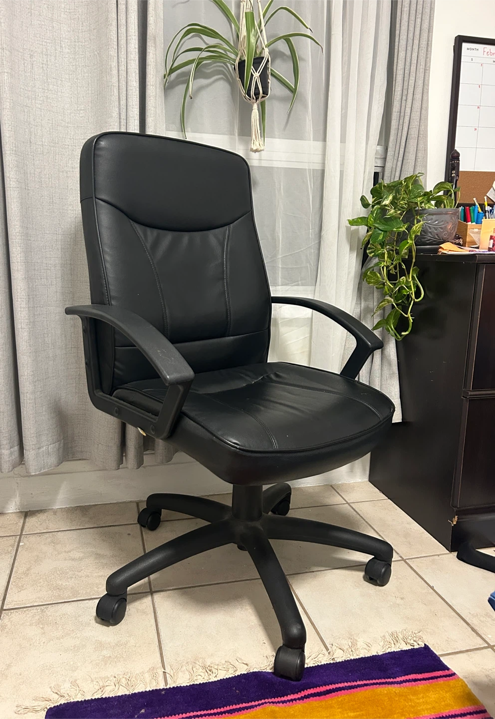 Black Faux Leather Office Chair