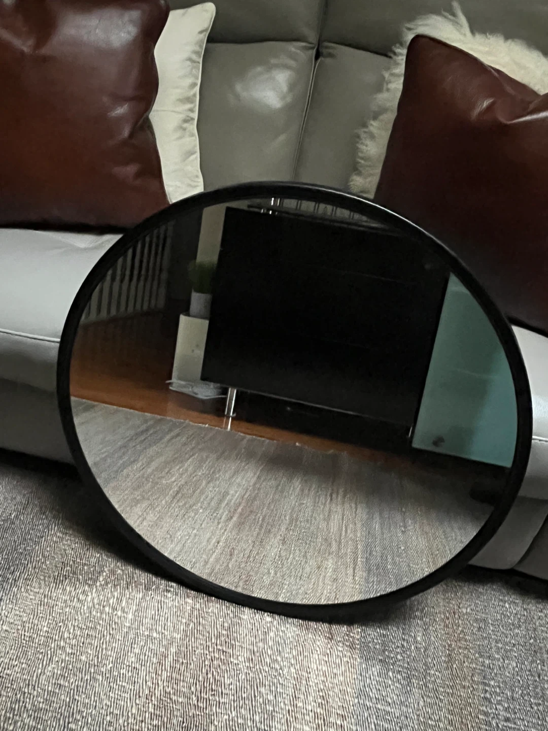 Round Black Frame Wall Mirror