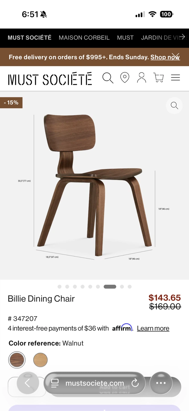 MUST Société Billie Dining Chairs (selling 2) - photo 4