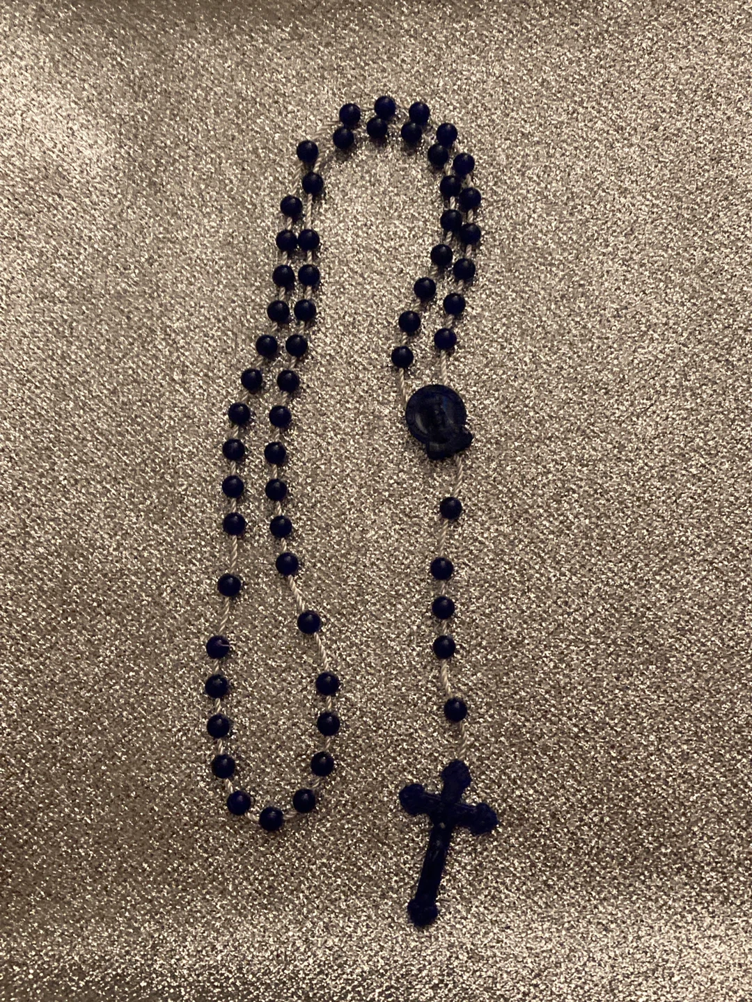 Black Color Rosary With Religious Prayer Card - photo 3