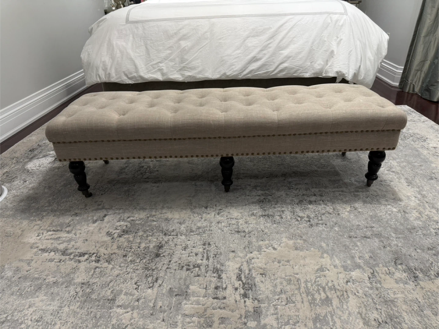 Tufted  Bench - Beige Linen - photo 3
