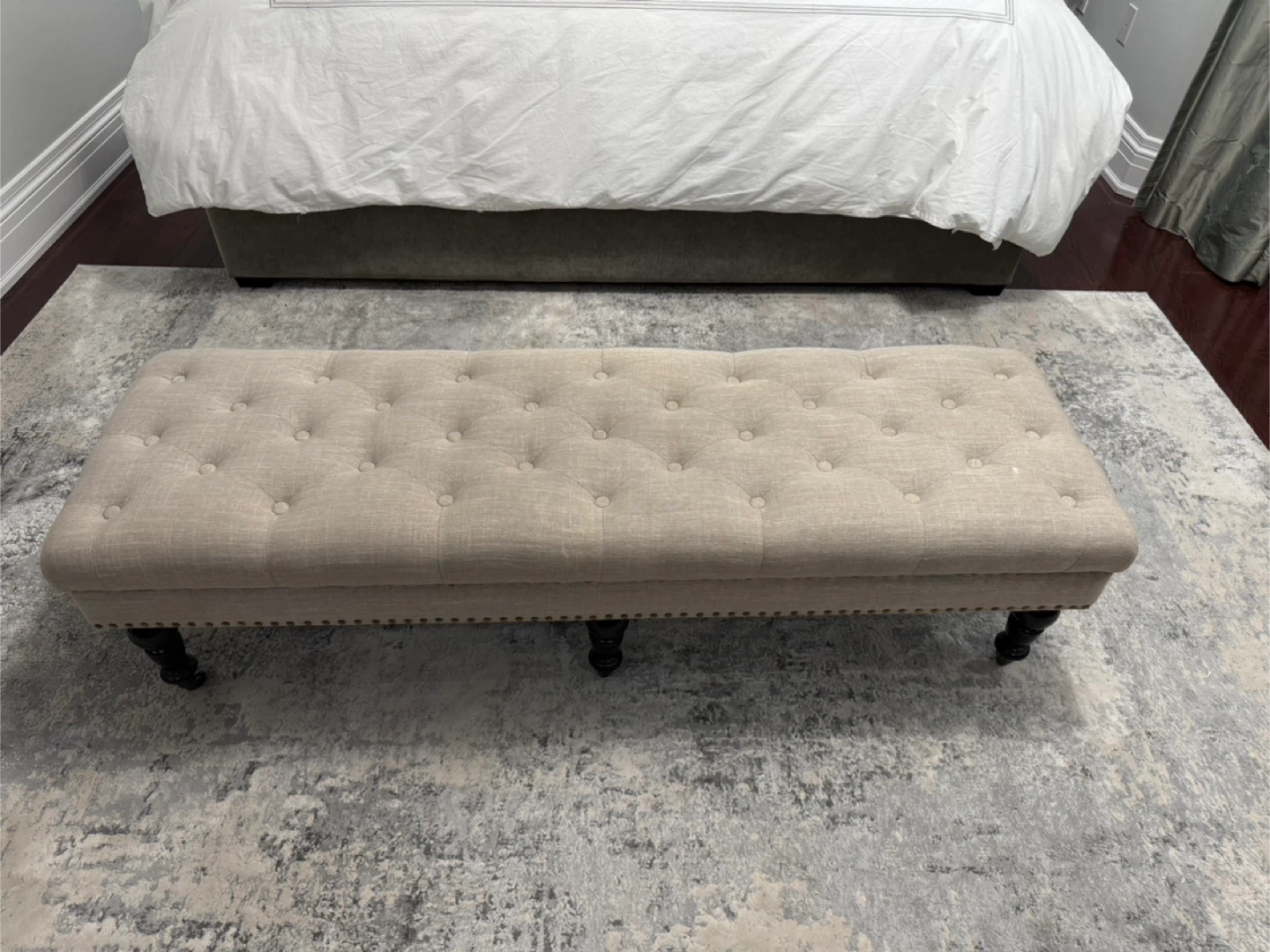 Tufted  Bench - Beige Linen