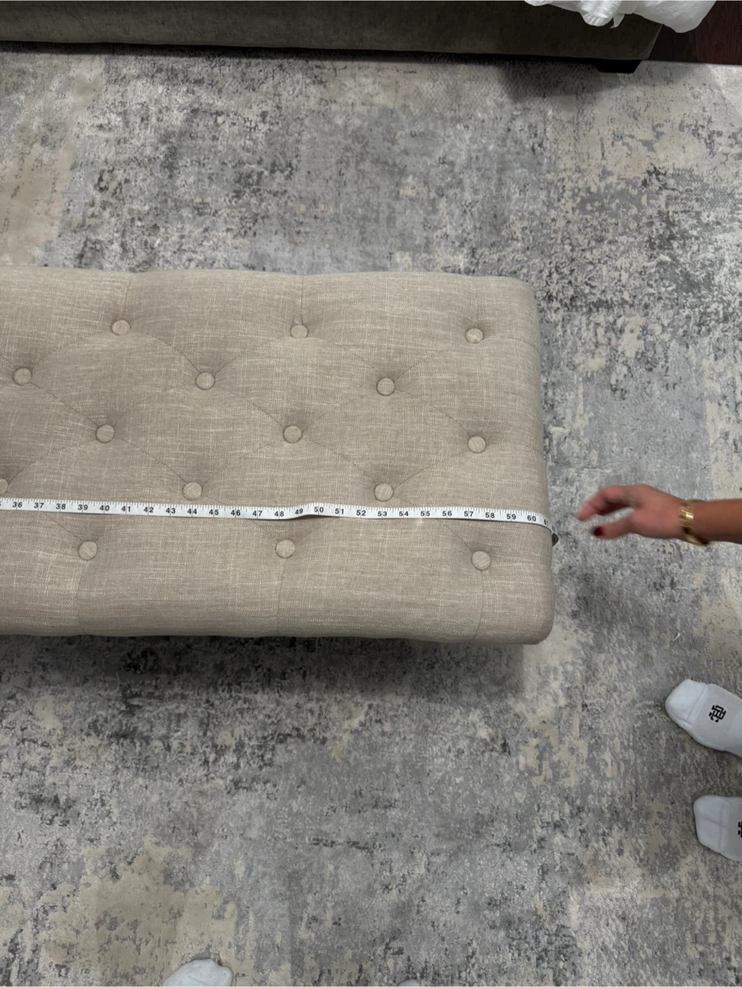 Tufted  Bench - Beige Linen - photo 4