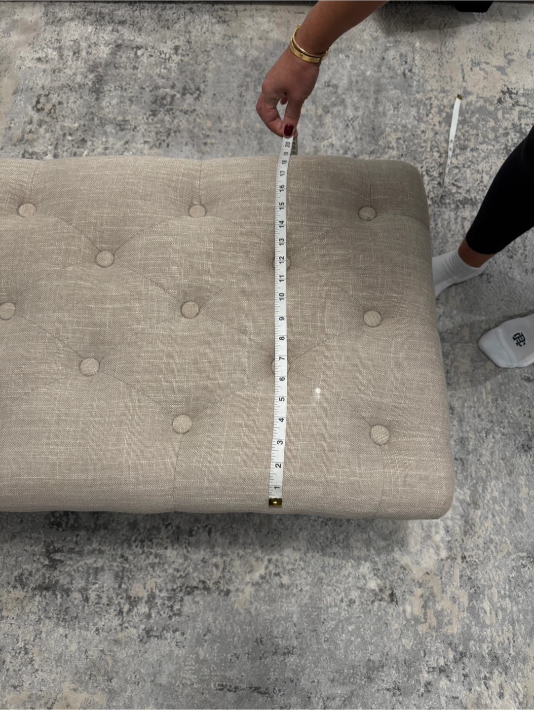 Tufted  Bench - Beige Linen - photo 5