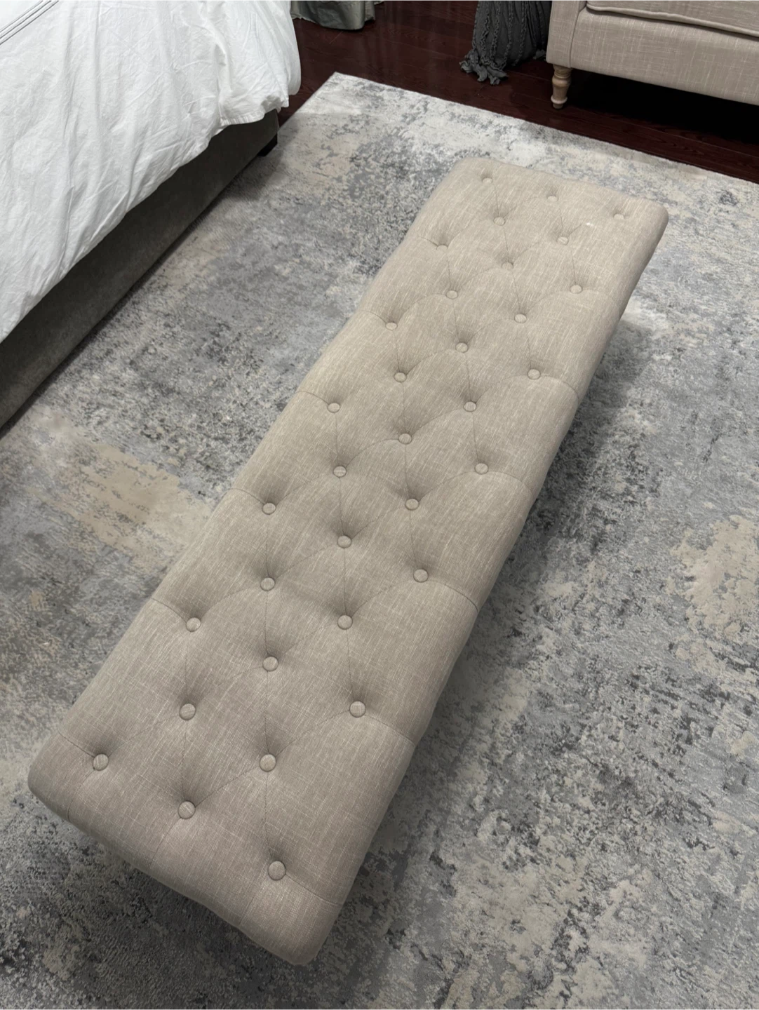 Tufted  Bench - Beige Linen - photo 2