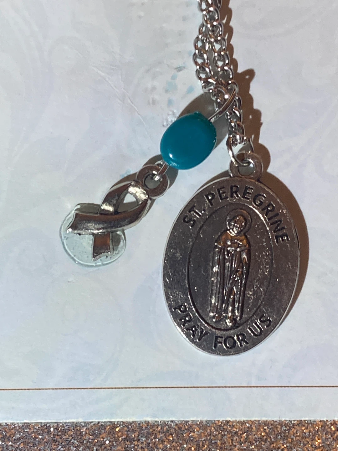 St. Peregrine and St. Anthony Necklace with Prayer Card