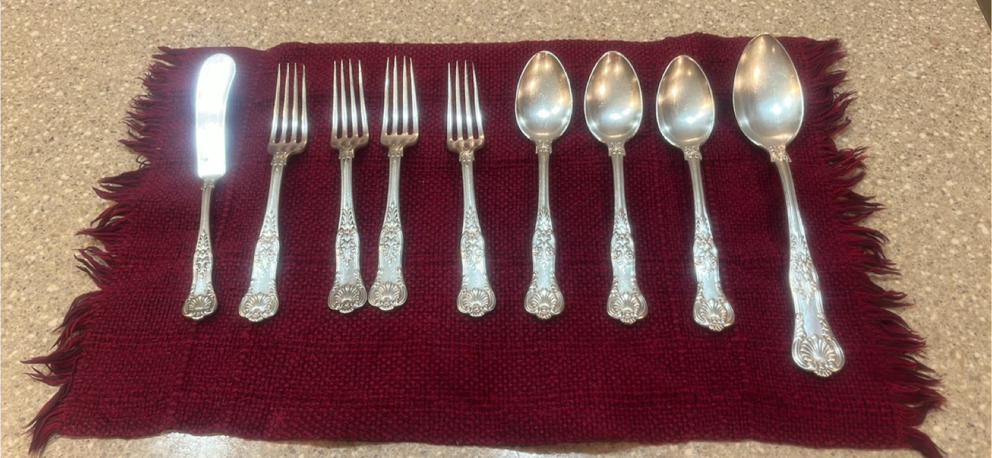 Silver Plated Flatware  Tiffany & Co - set of 4 . 9 pieces total