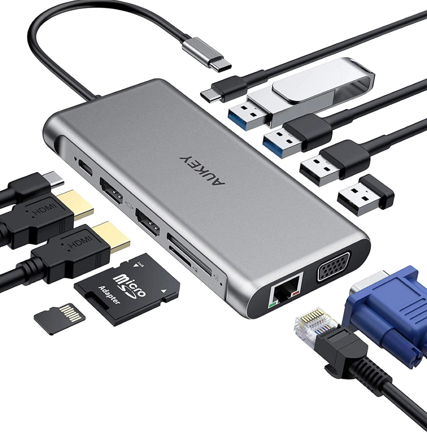 AUKEY USB C Hub Multiport Adapter 12 in 1
