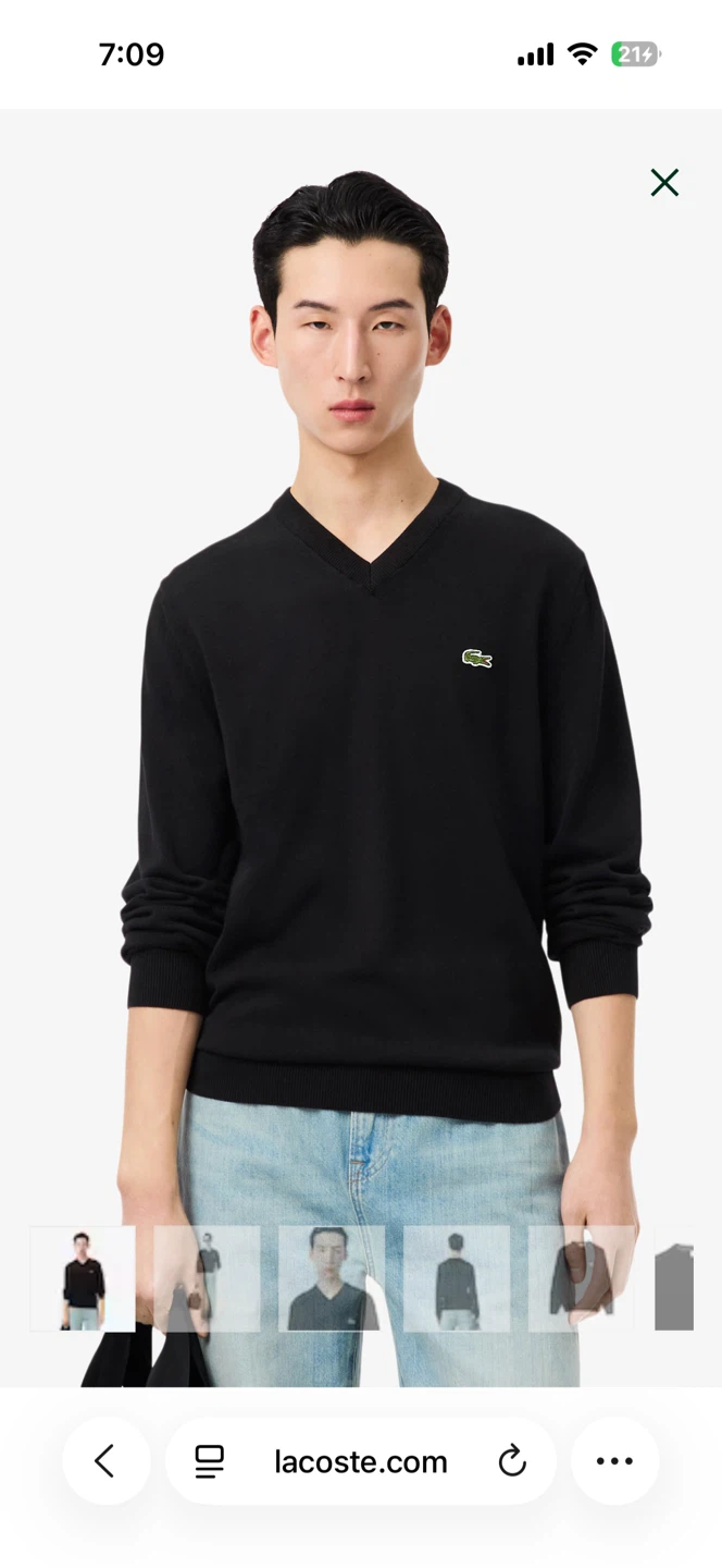 BNWT Lacoste V-Neck Sweater Black