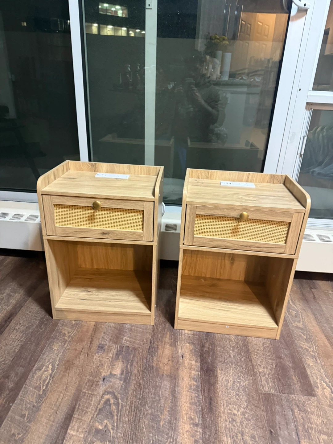Set of 2 Wood Nightstands with Built-in USB Ports