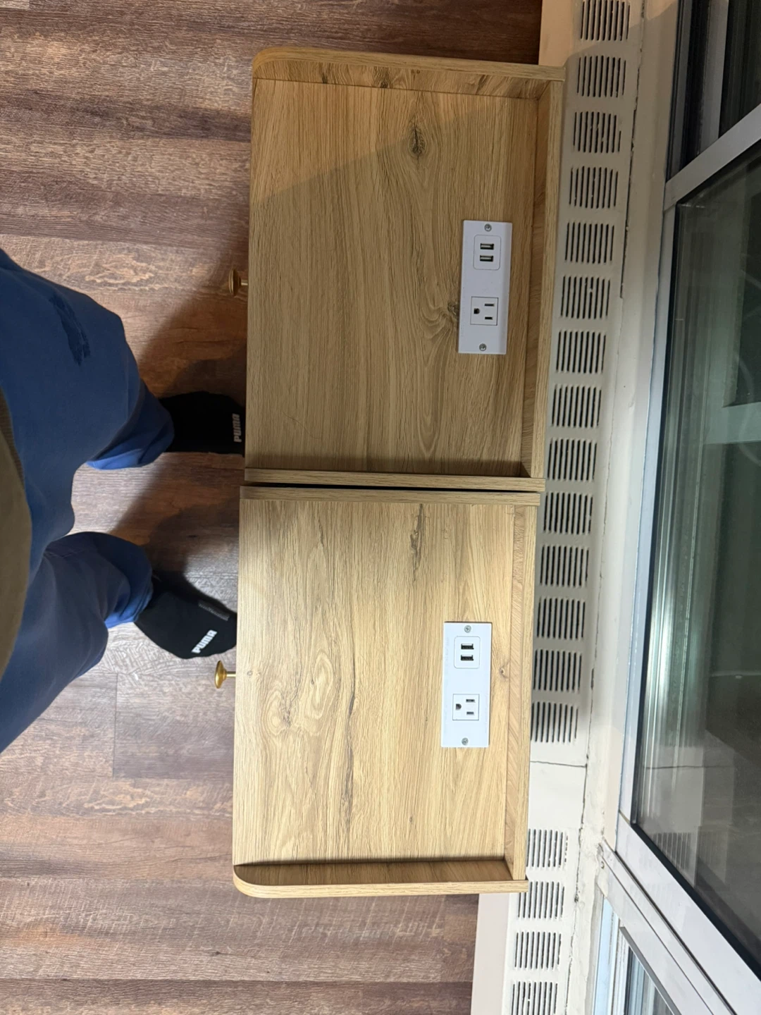 Set of 2 Wood Nightstands with Built-in USB Ports - photo 2