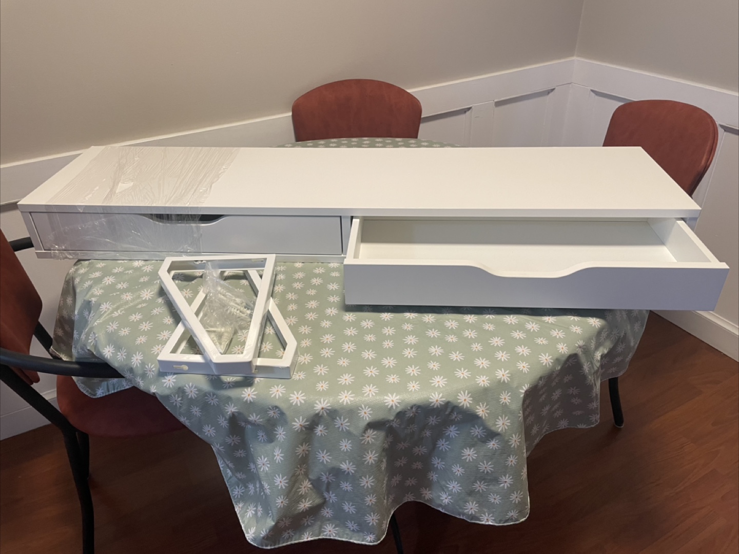 IKEA White Wall-Mounted Desk/ Shelf with 2 Drawers - photo 2
