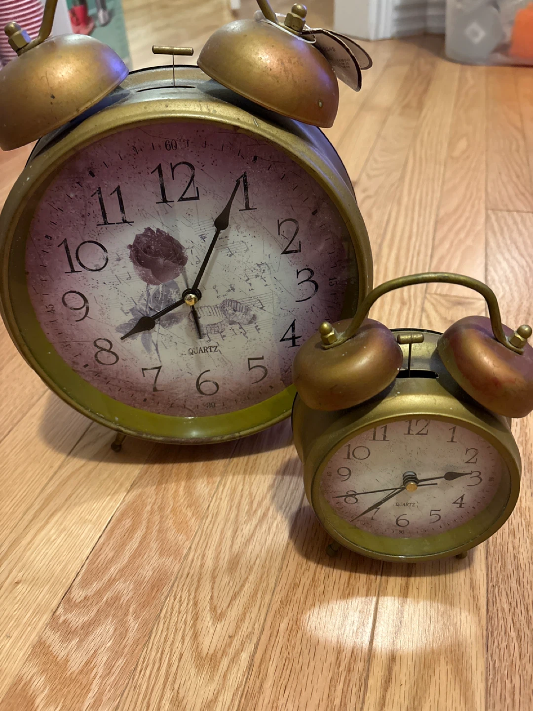 Set of 2 Vintage Style Alarm Clocks