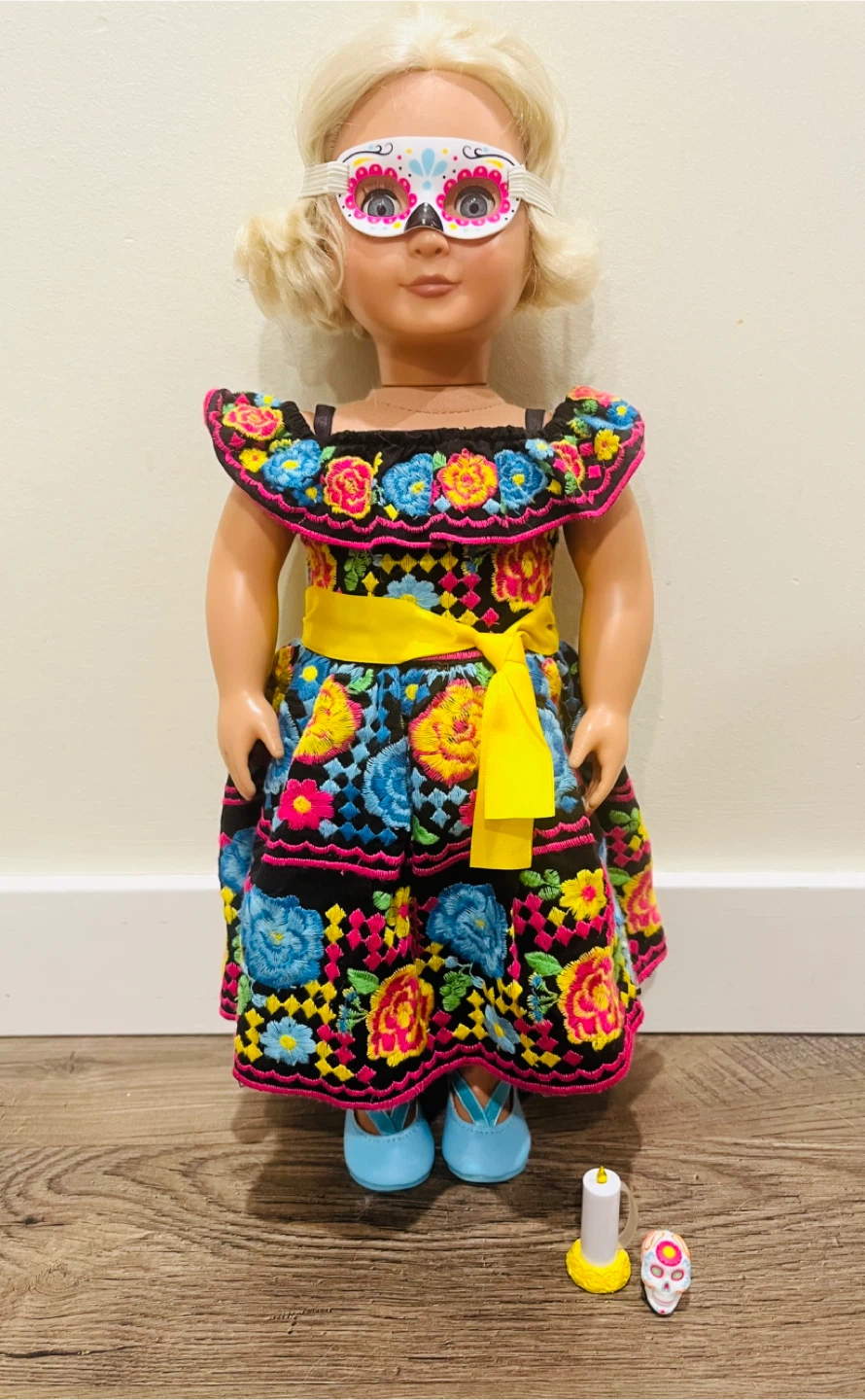 18 inch doll with day of the dead costume