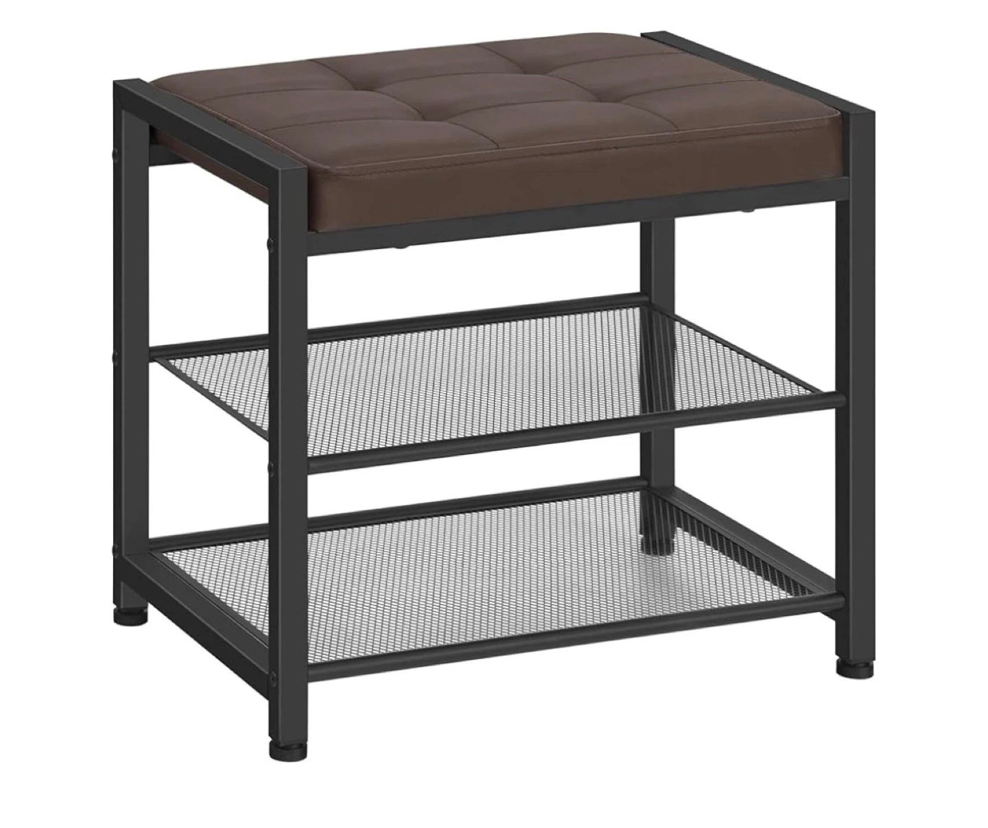 Brown Faux Leather Storage Bench with Shoe Rack - photo 3