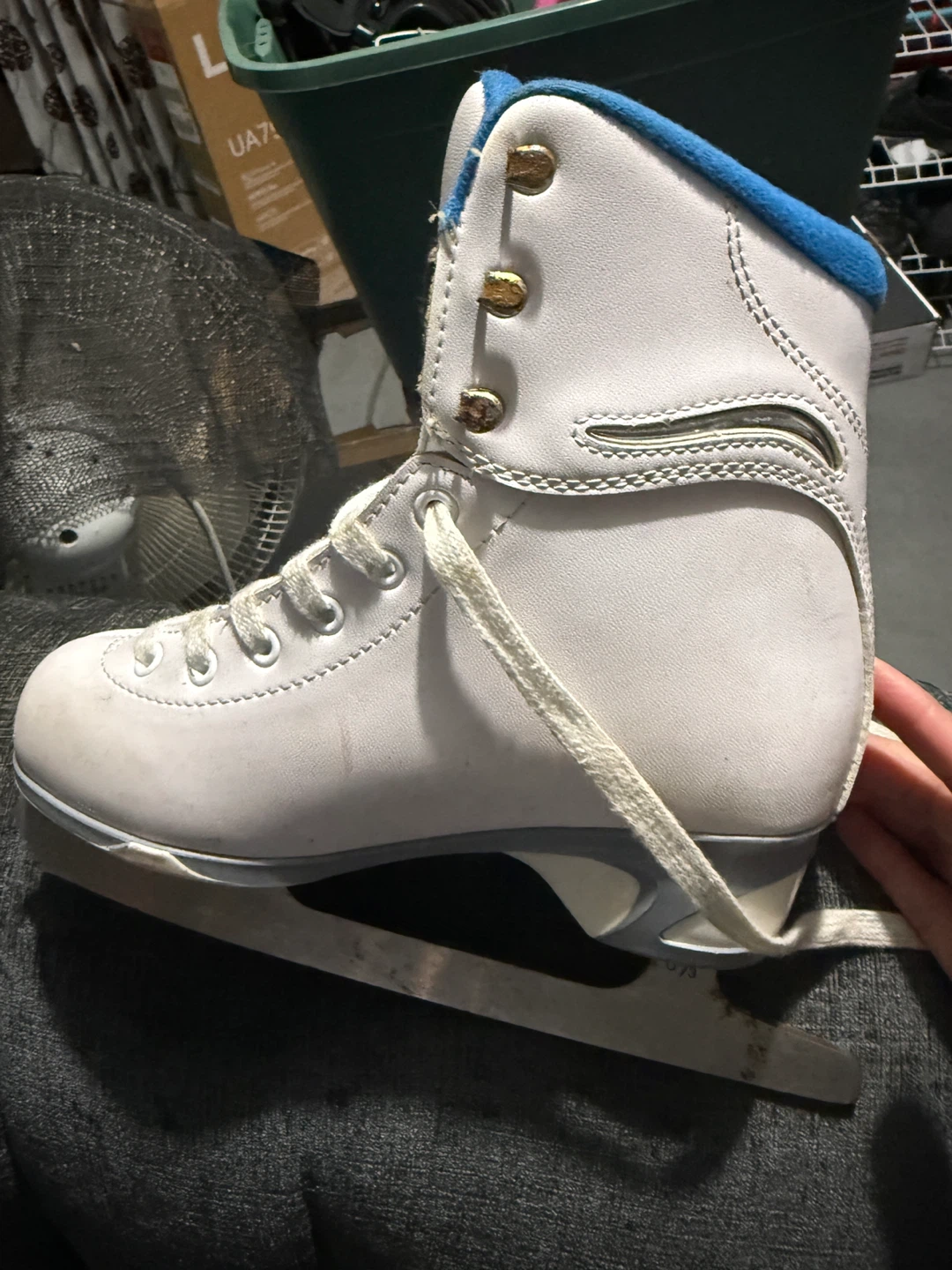 White Ice Skates with Blue Trim