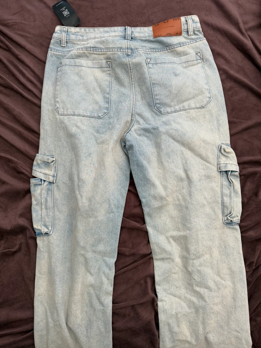 Light Wash Distressed Cargo Jeans - photo 5