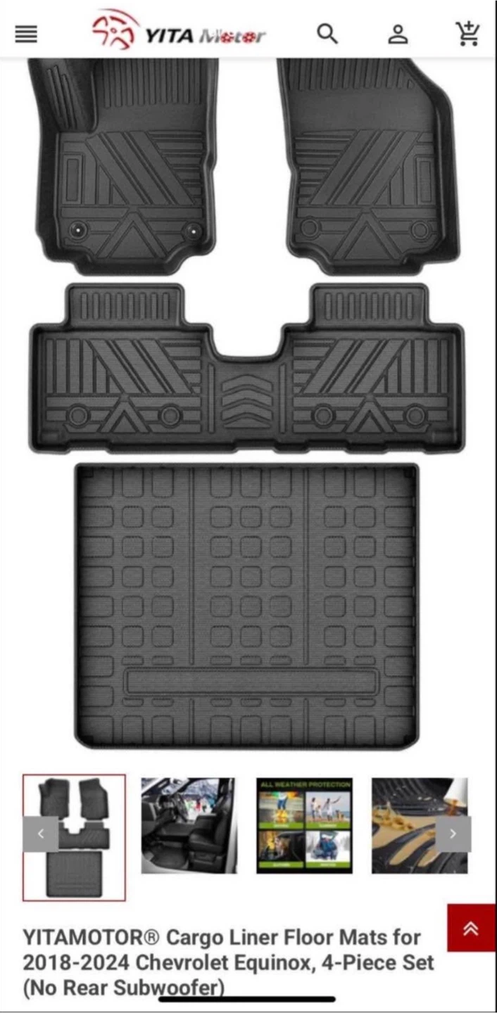 Chevy  Equinox no Rear Subwoofer 18-24 All Weather Floor Liners - photo 5