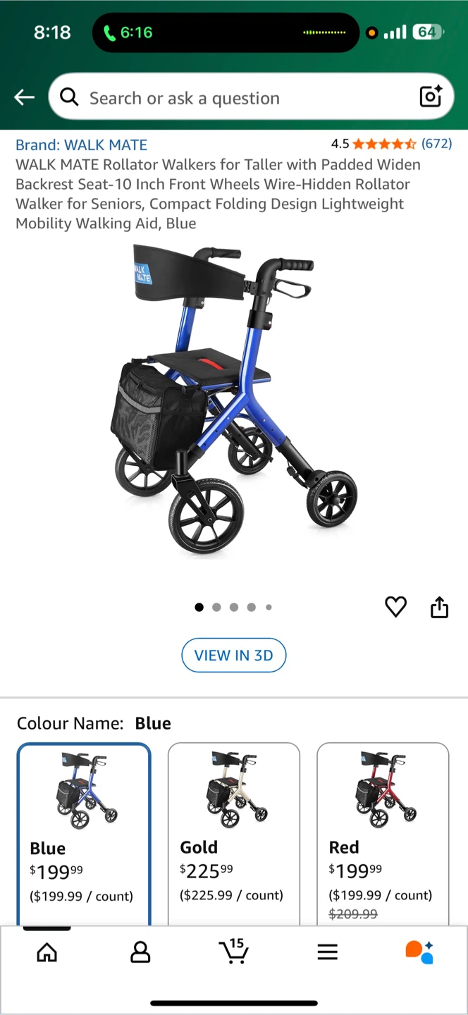 WALK MATE Rollator Walker with Seat and Wheels - Blue