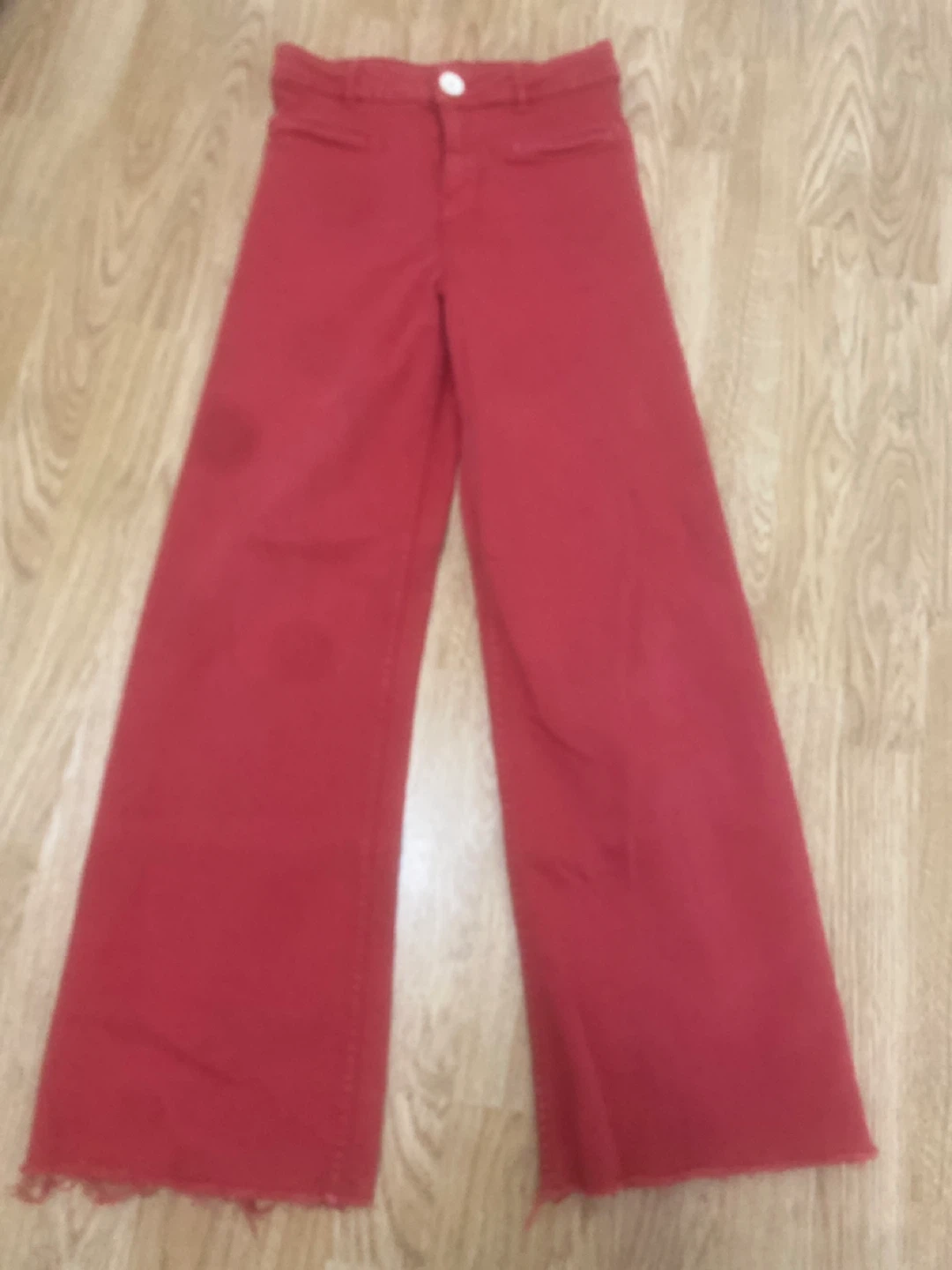 ZARA Red Wide Leg Jeans Size 12-14 - photo 4