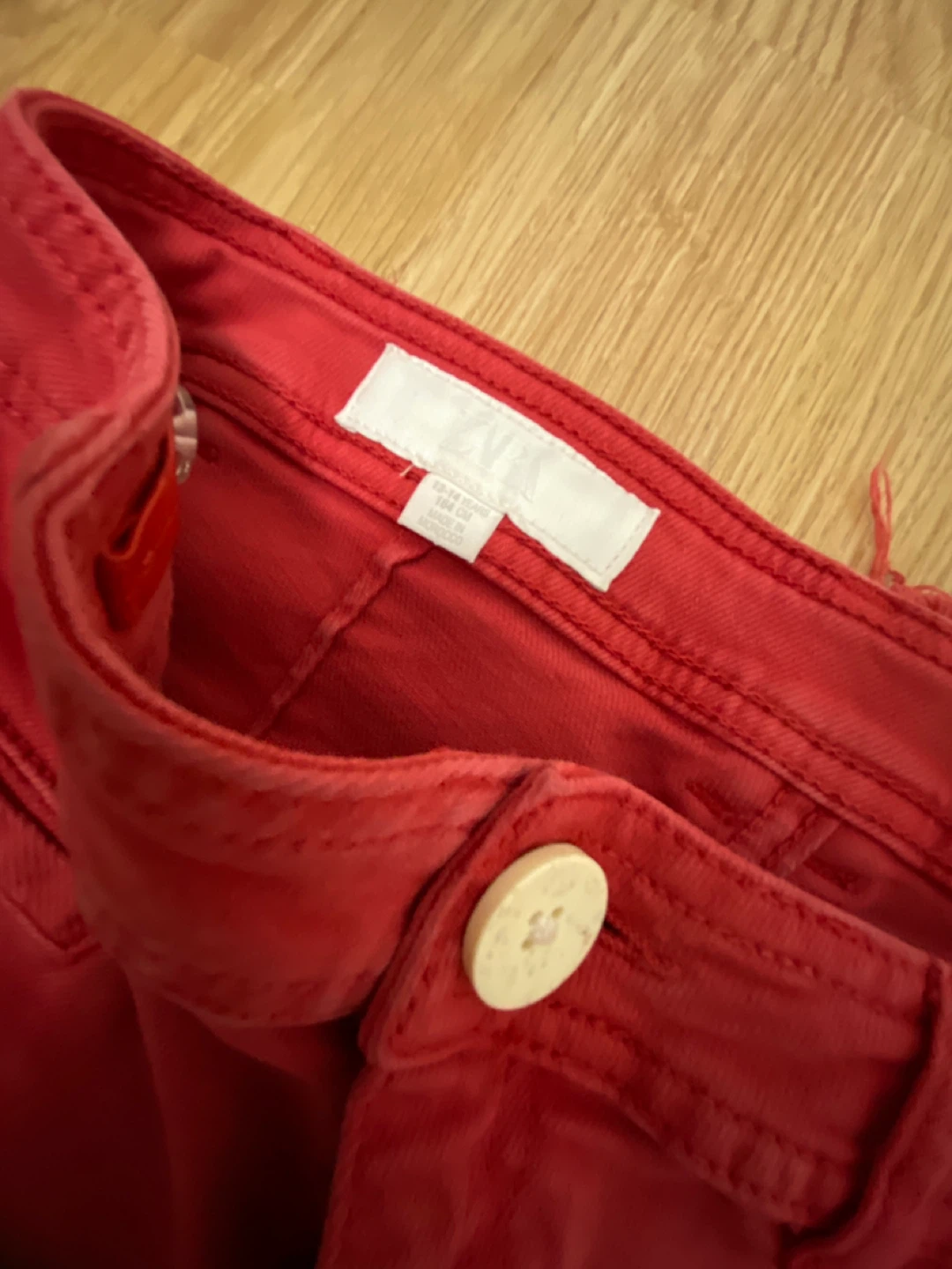 ZARA Red Wide Leg Jeans Size 12-14 - photo 2