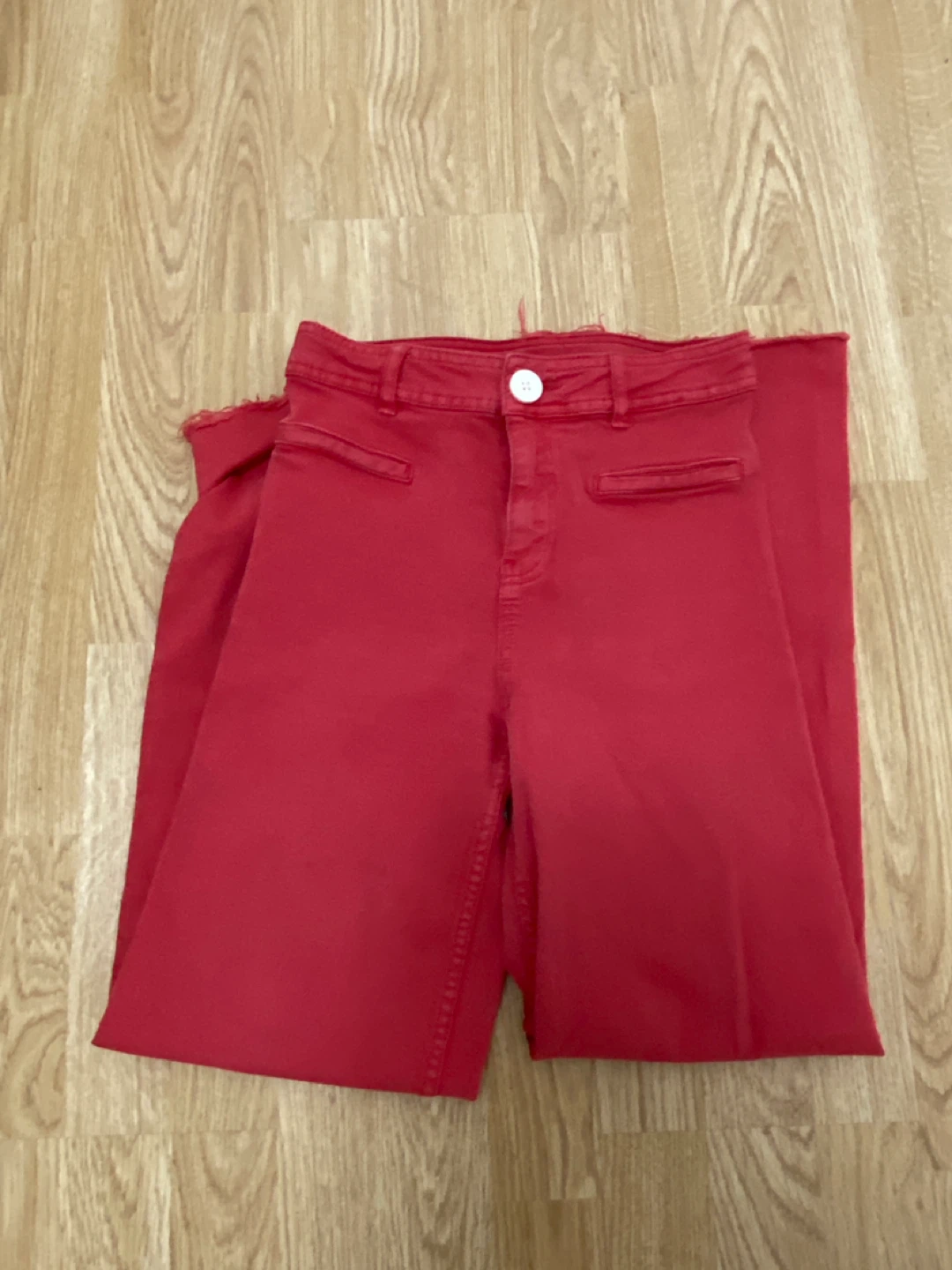 ZARA Red Wide Leg Jeans Size 12-14