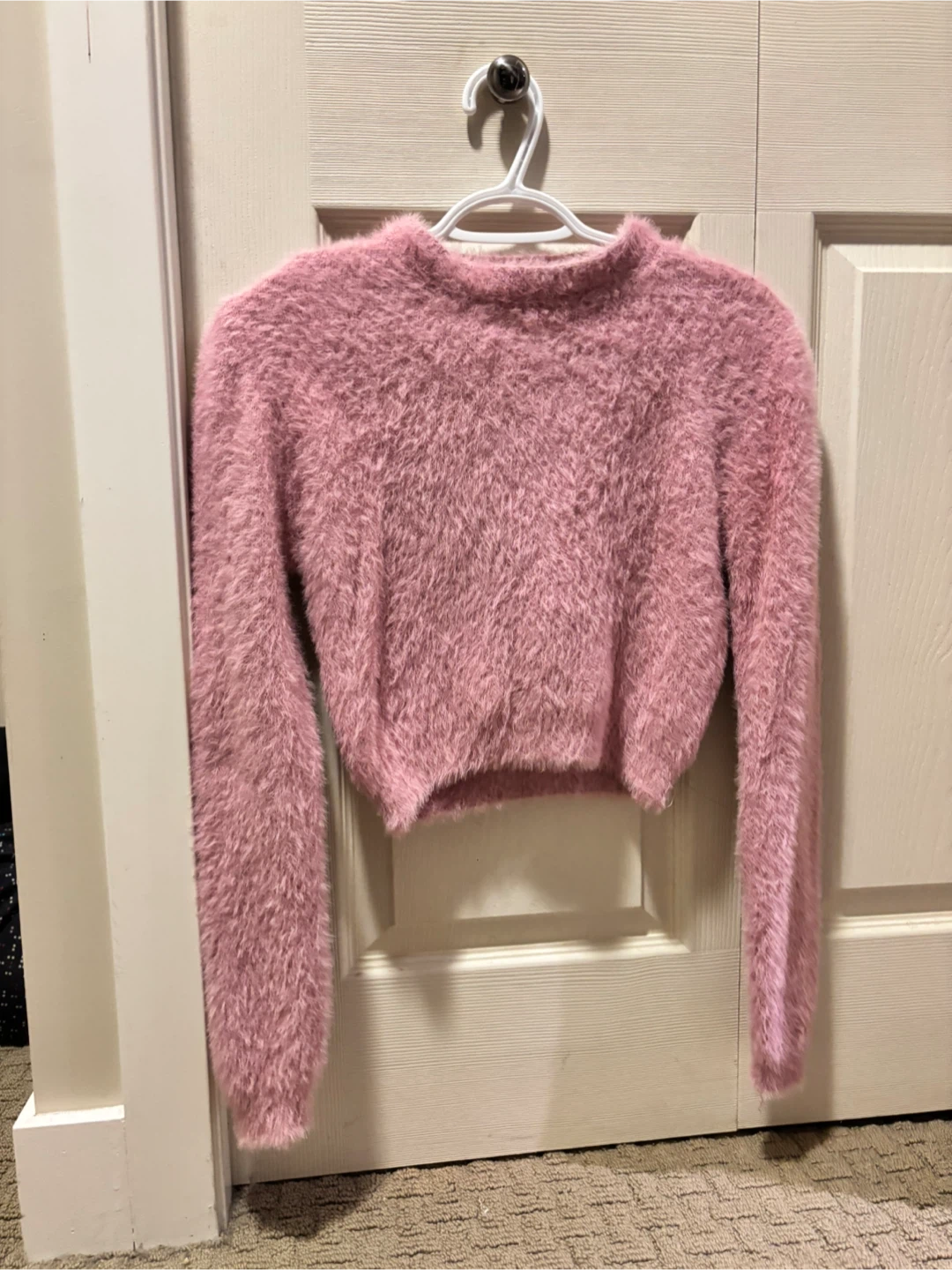 Pink Fuzzy Cropped Sweater - photo 2