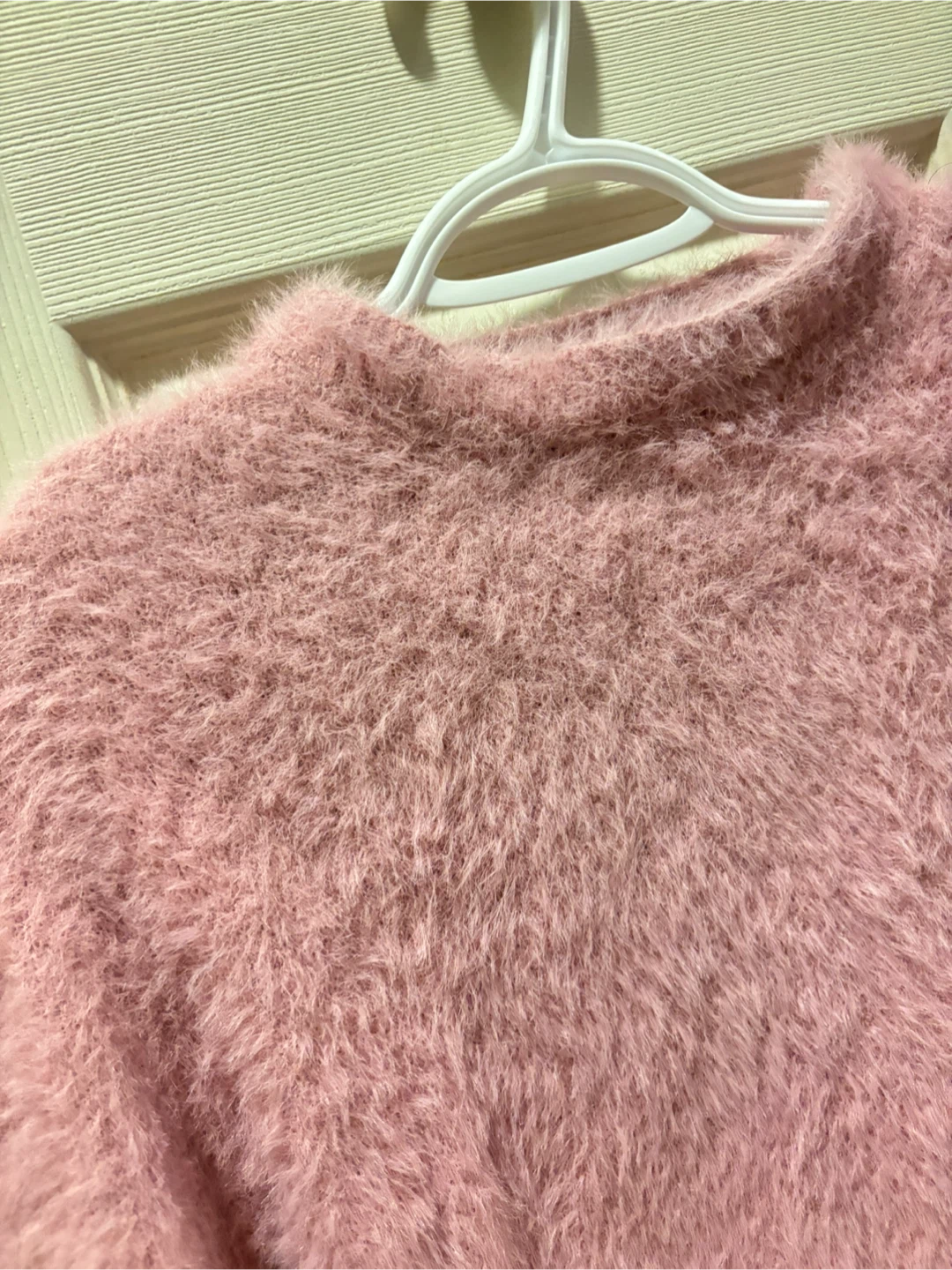 Pink Fuzzy Cropped Sweater