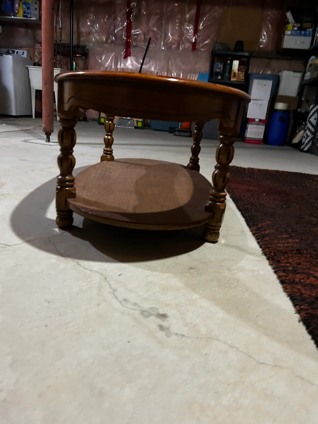 Oval Coffee Table with Glass Top and Wood Base - photo 3