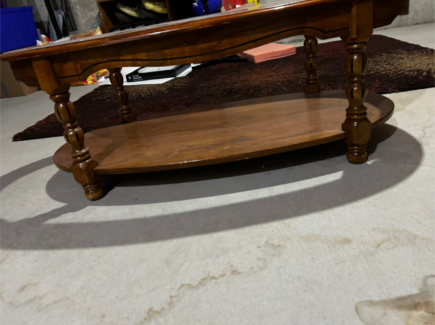Oval Coffee Table with Glass Top and Wood Base - photo 2