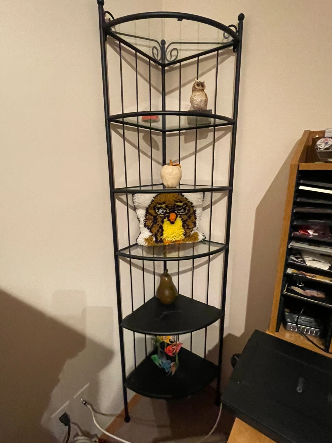 Black Metal Corner Shelf Unit