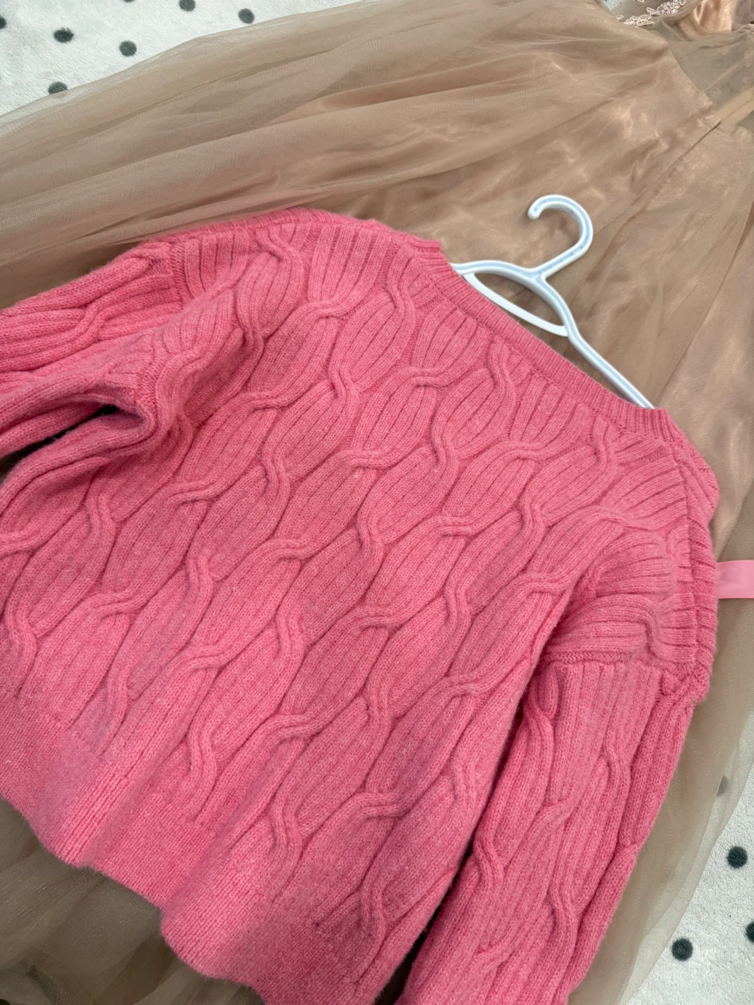 Pink Cable Knit Sweater with Bows