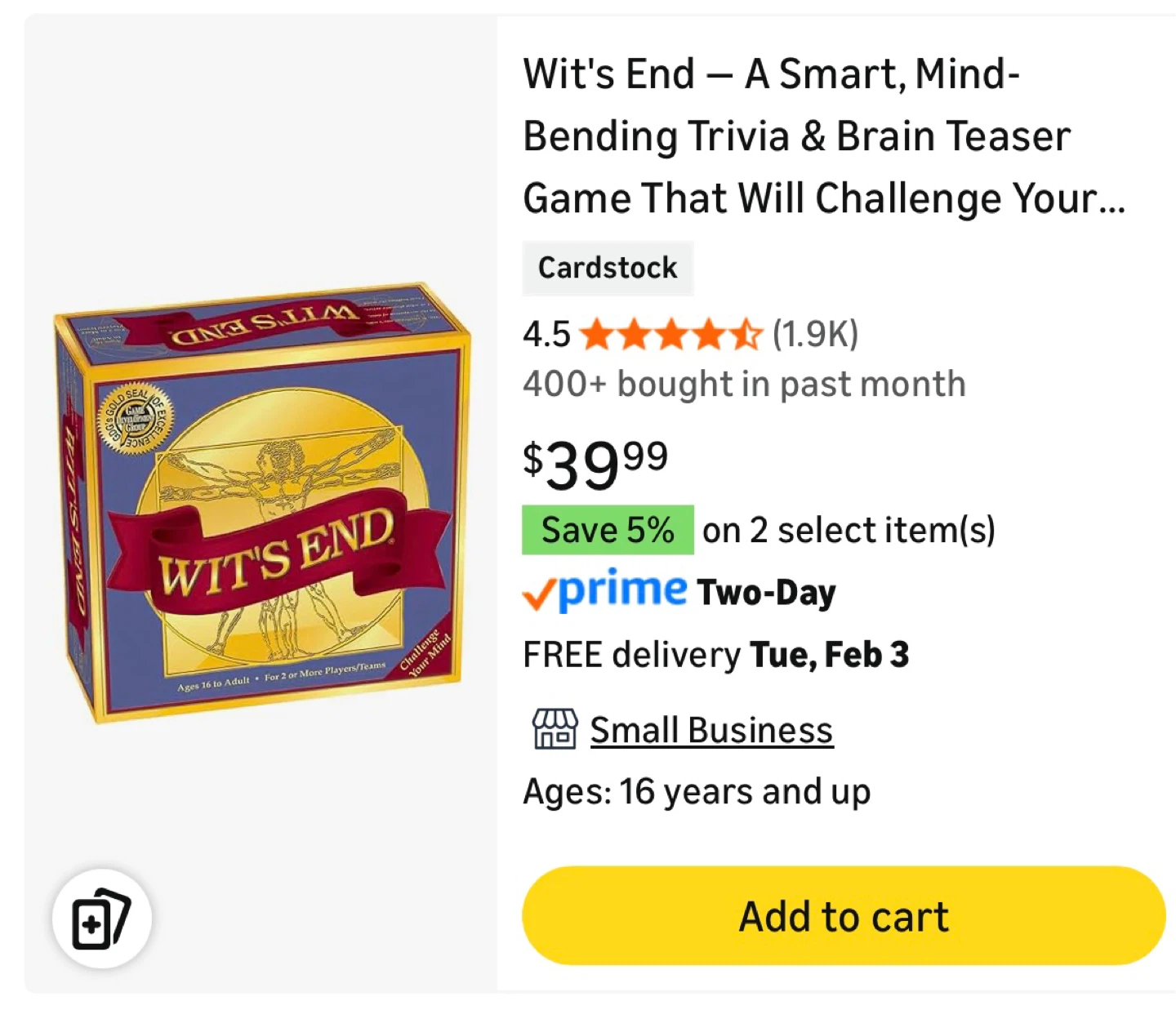 Wit's End - Trivia Board Game - photo 2
