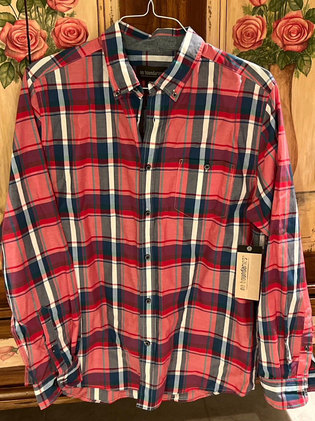 No Boundaries Men's Plaid Button-Down Shirt - photo 2