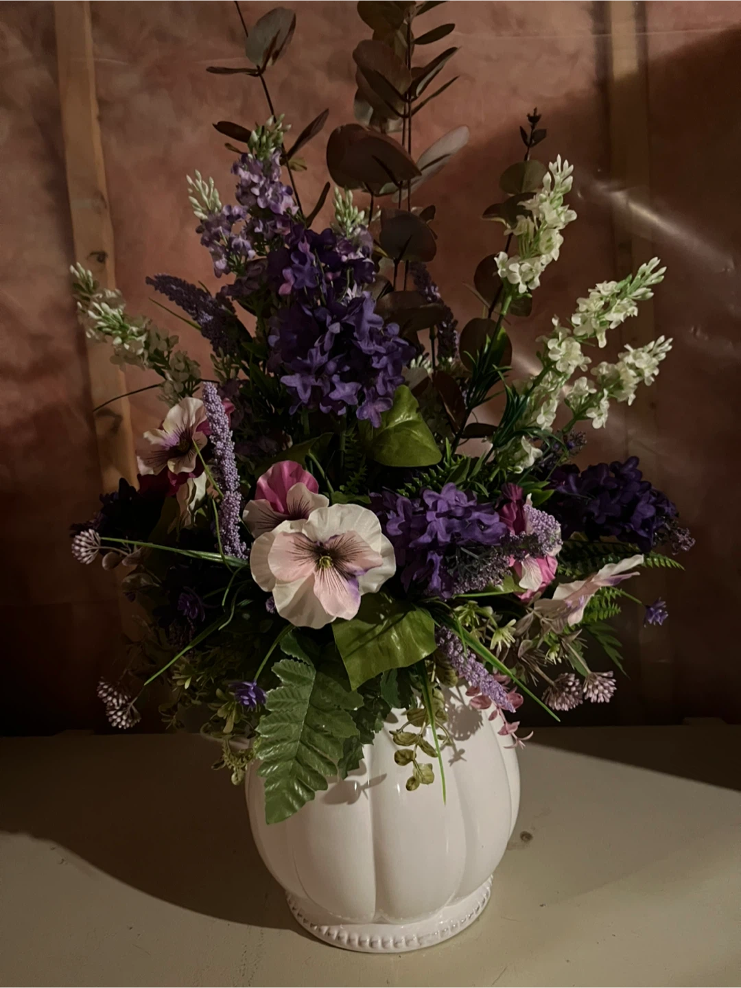 Faux Flower Arrangement in White Vase - photo 2
