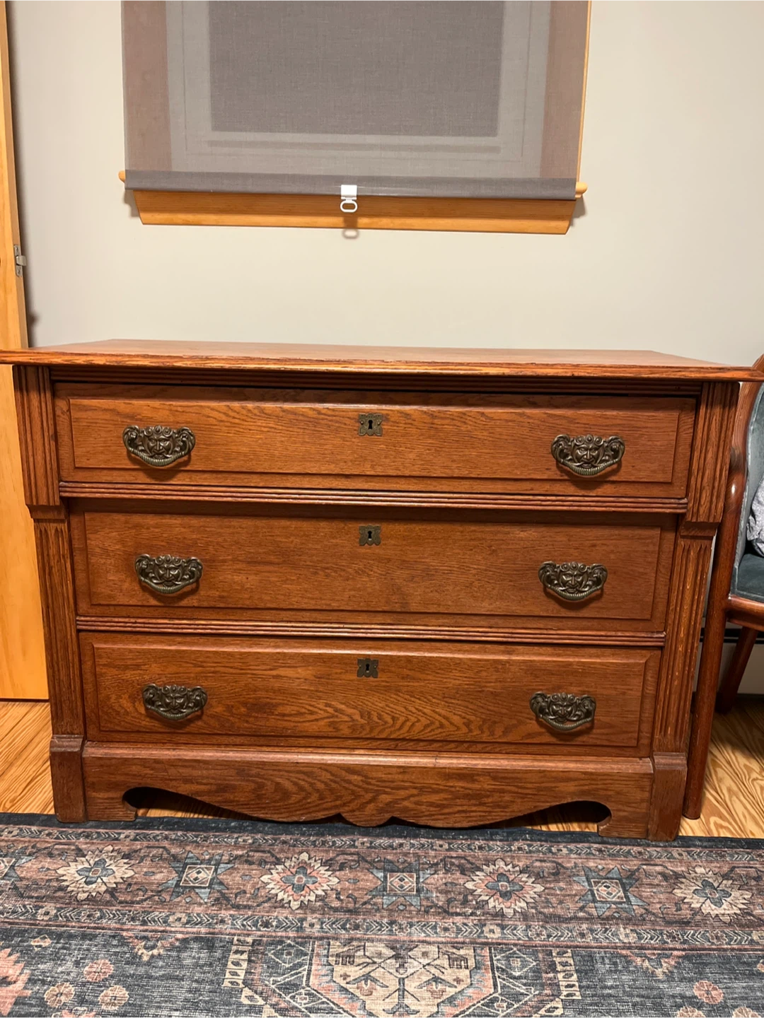 Antique Oak 3-Drawer Chest