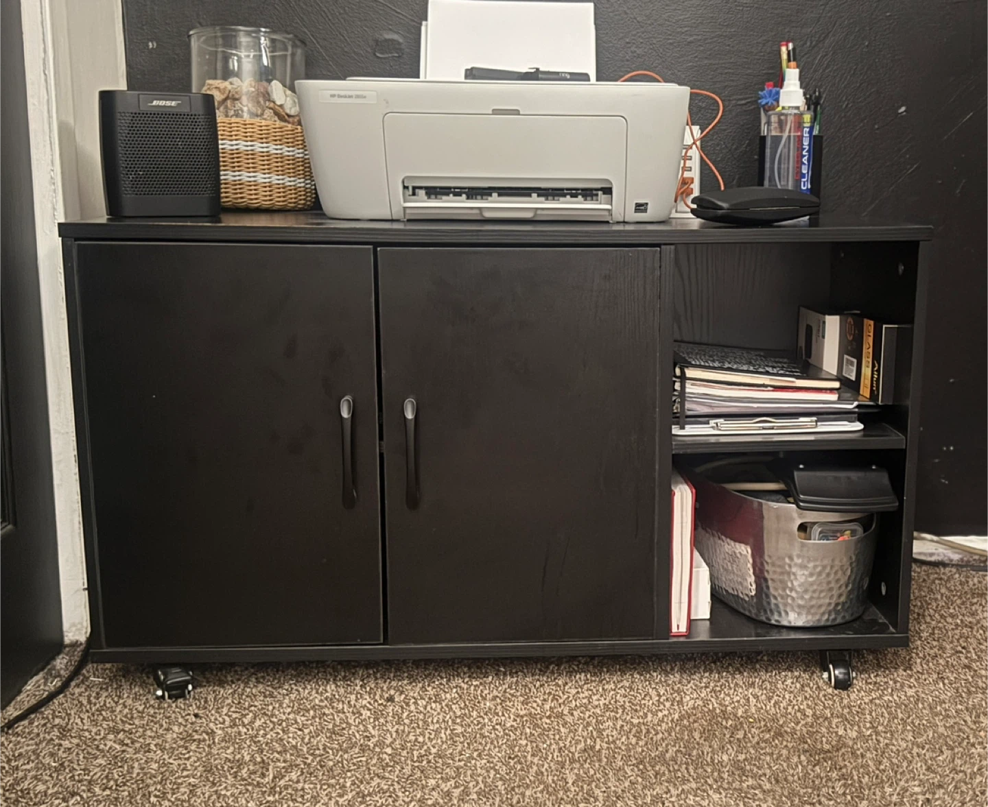 Black TV Stand with Storage - photo 2
