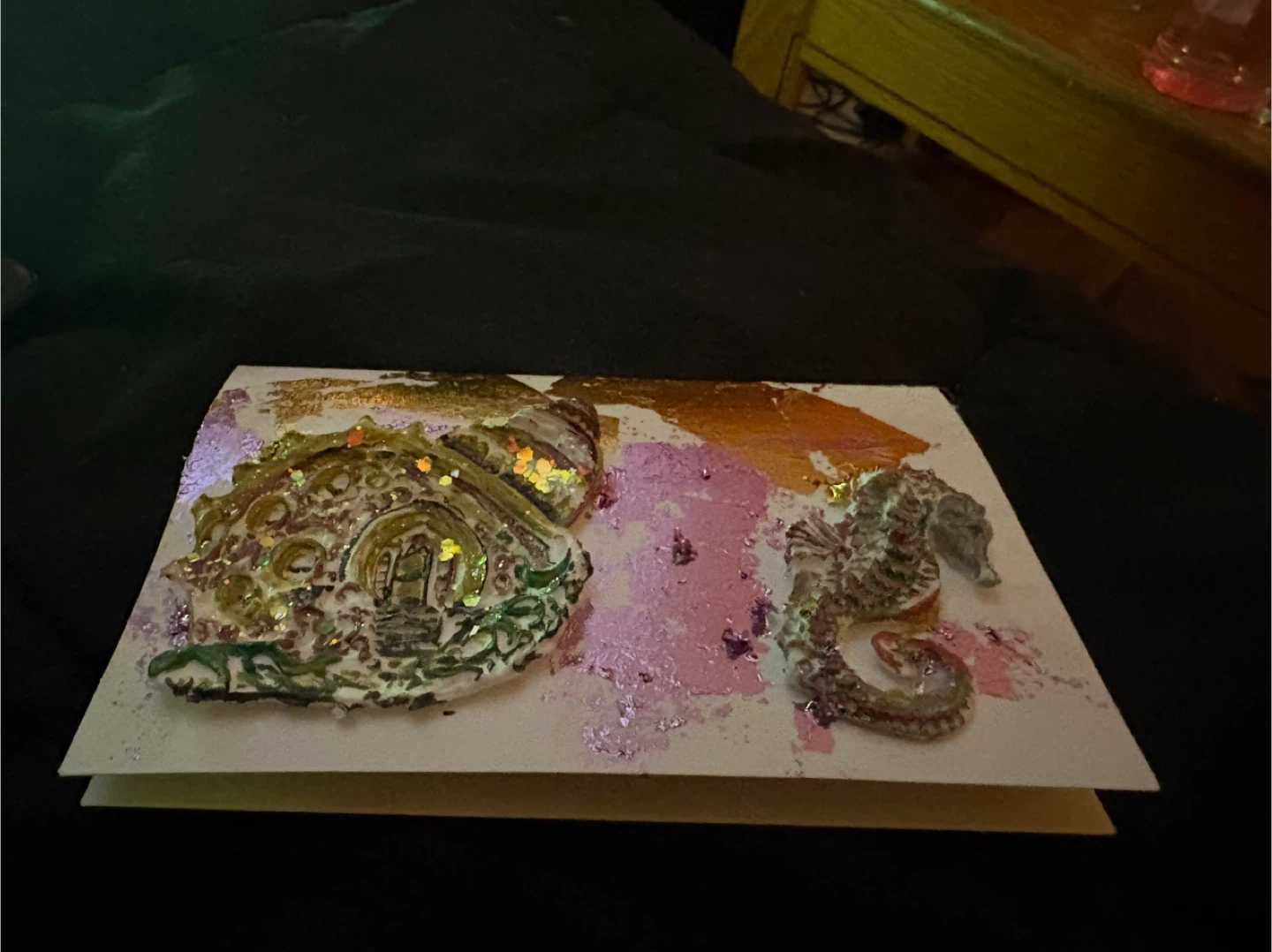 Handmade Nautical Card with Seashell and Seahorse