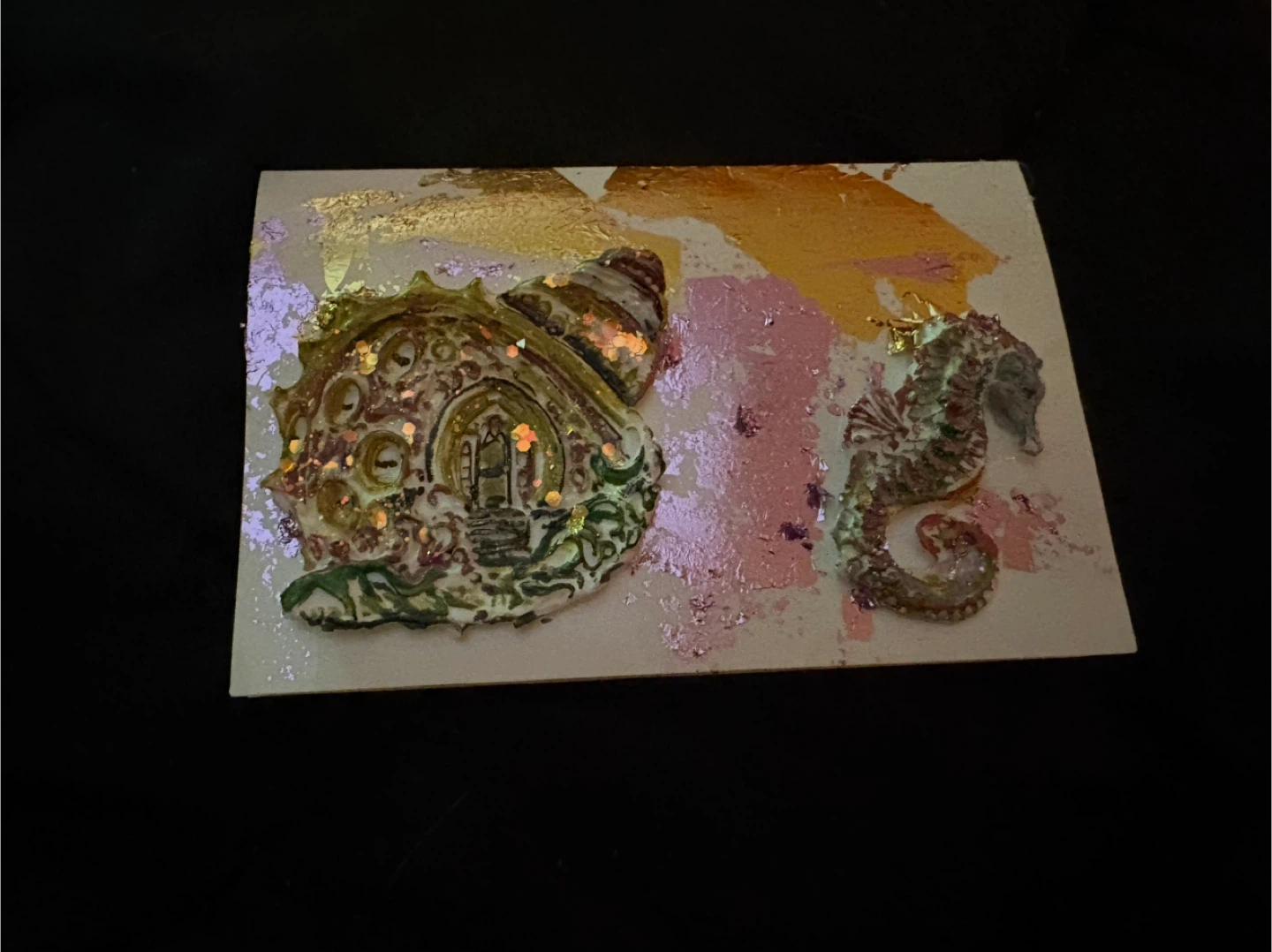 Handmade Nautical Card with Seashell and Seahorse - photo 2