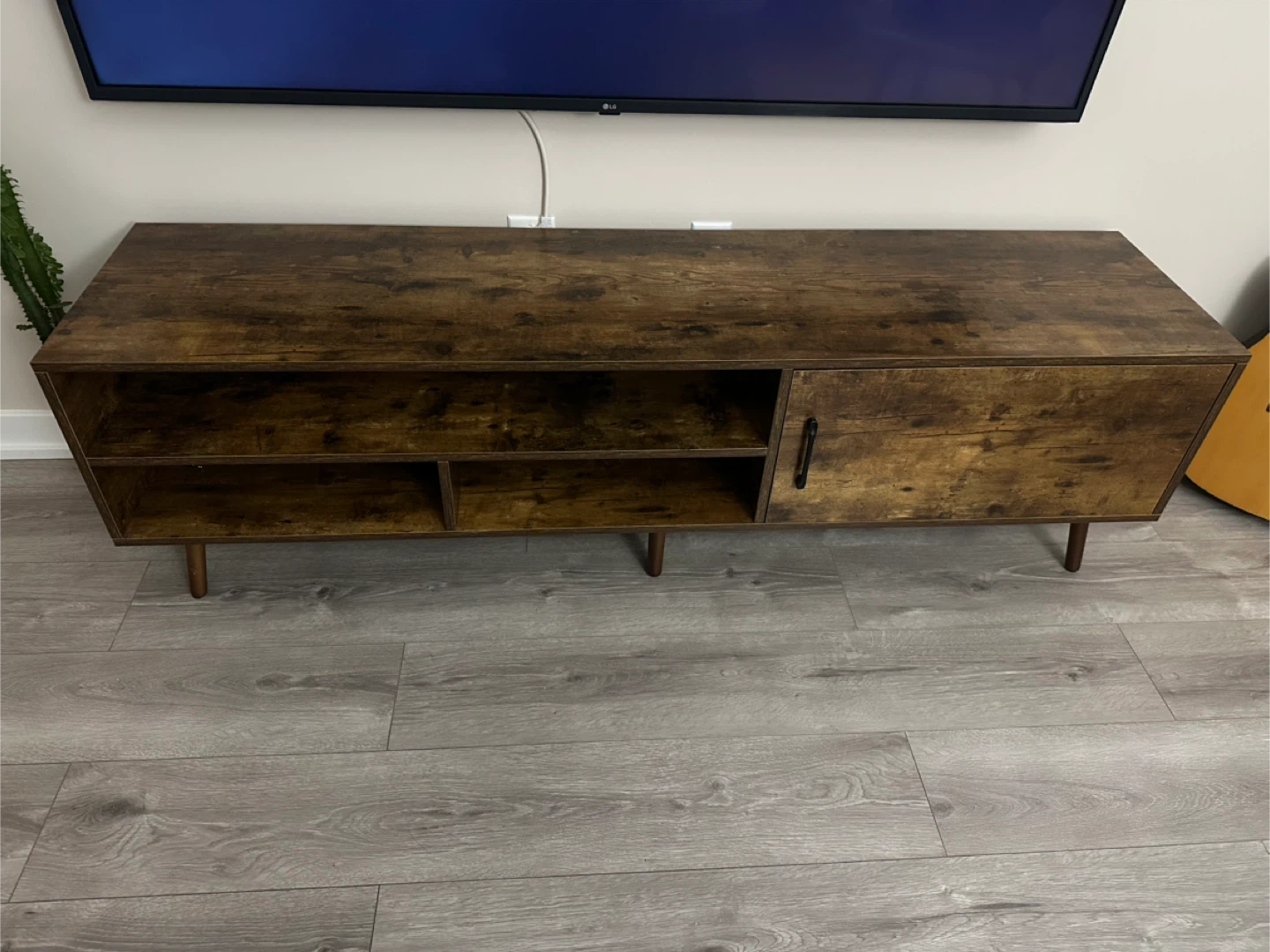 Modern TV Stand - Dark Wood Finish - photo 2